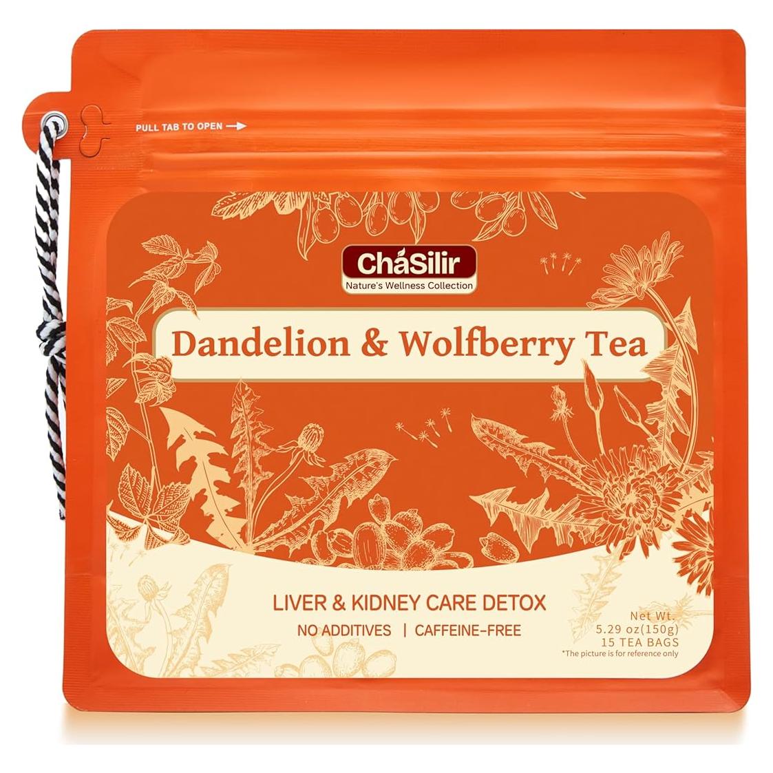 Té Detox Orgánico Aquawhale - Raíz de Diente de León y Bayas de Lobo, 150g