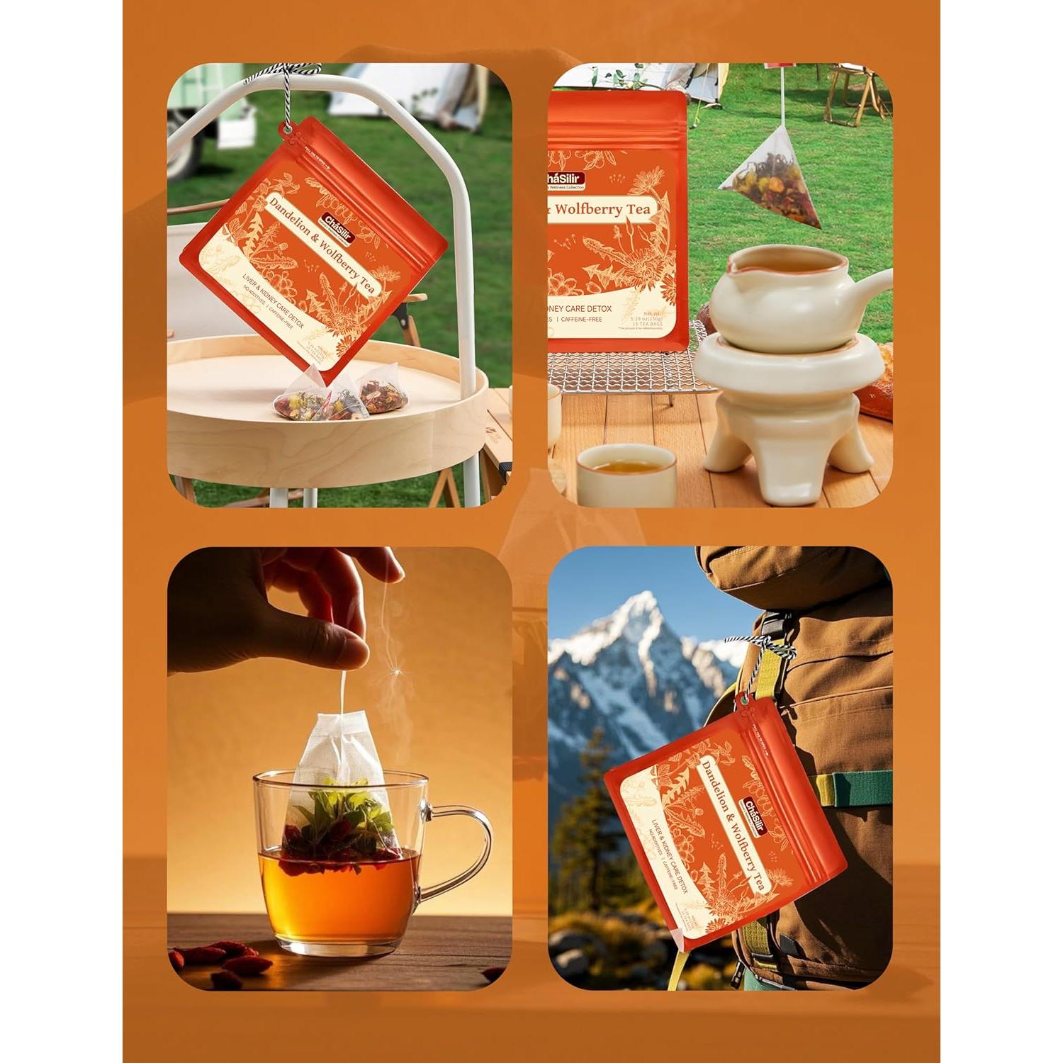 Té Detox Orgánico Aquawhale - Raíz de Diente de León y Bayas de Lobo, 150g