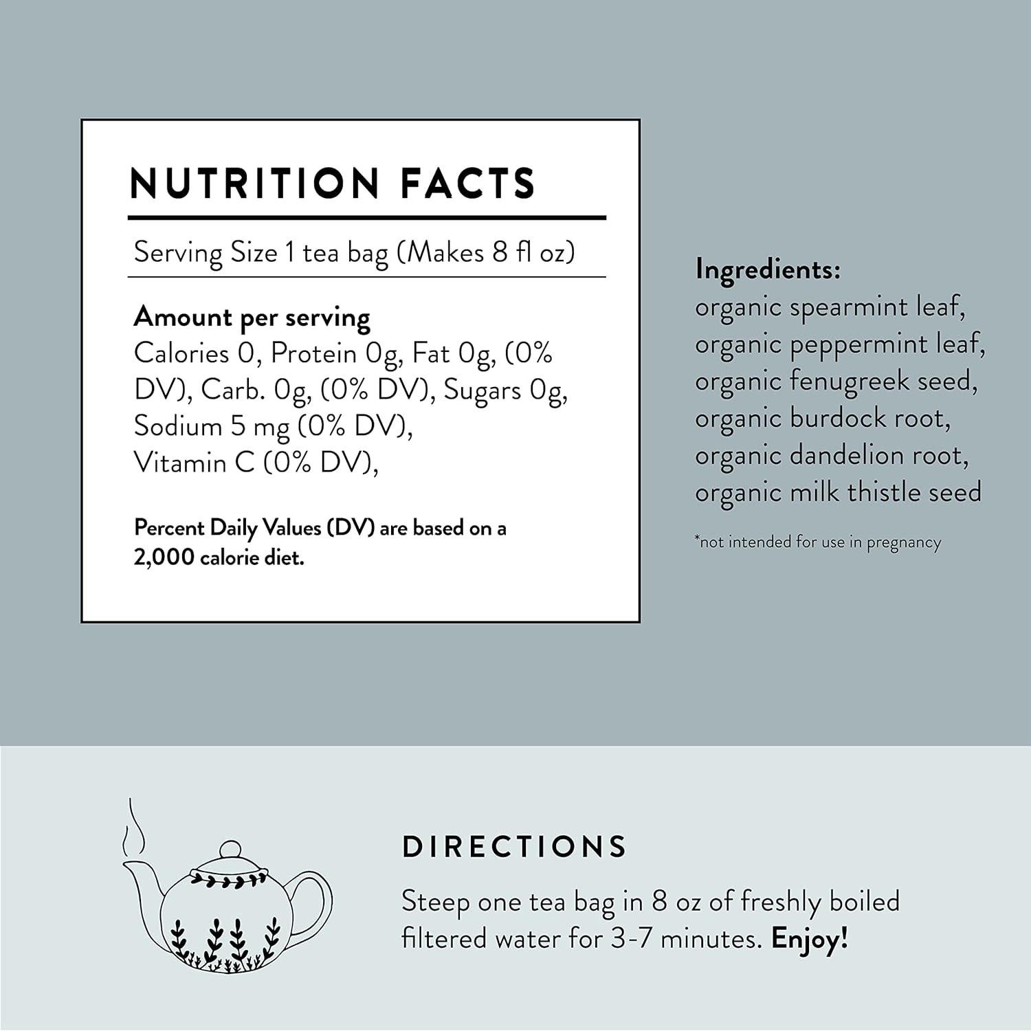 Té Orgánico de Limpieza Moontime - 30 Bolsitas con Menta y Hierbas