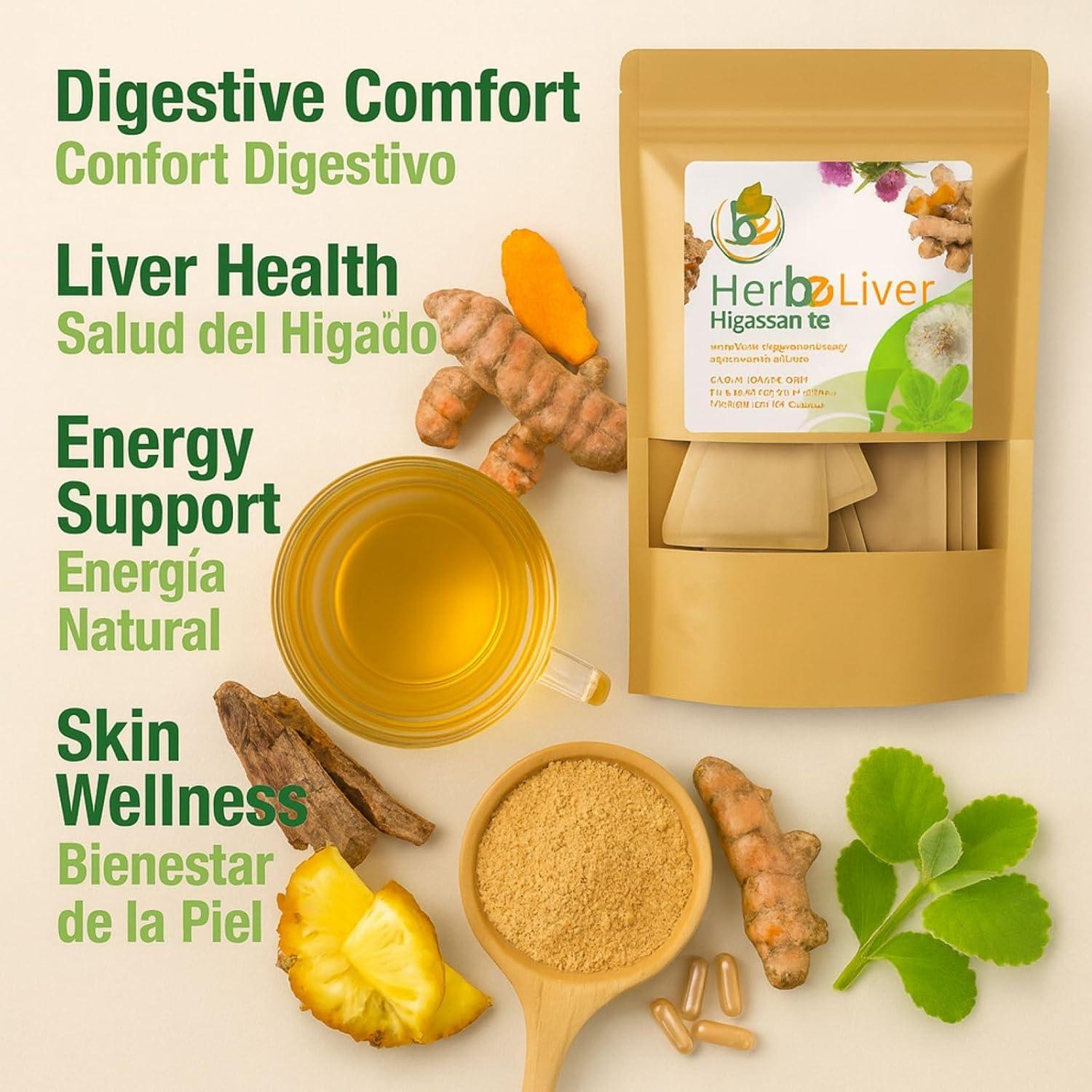 Té Herbal Higassan 24 Bolsitas - Cardo Mariano, Cúrcuma, Diente de León, Boldo y Cuachalalate