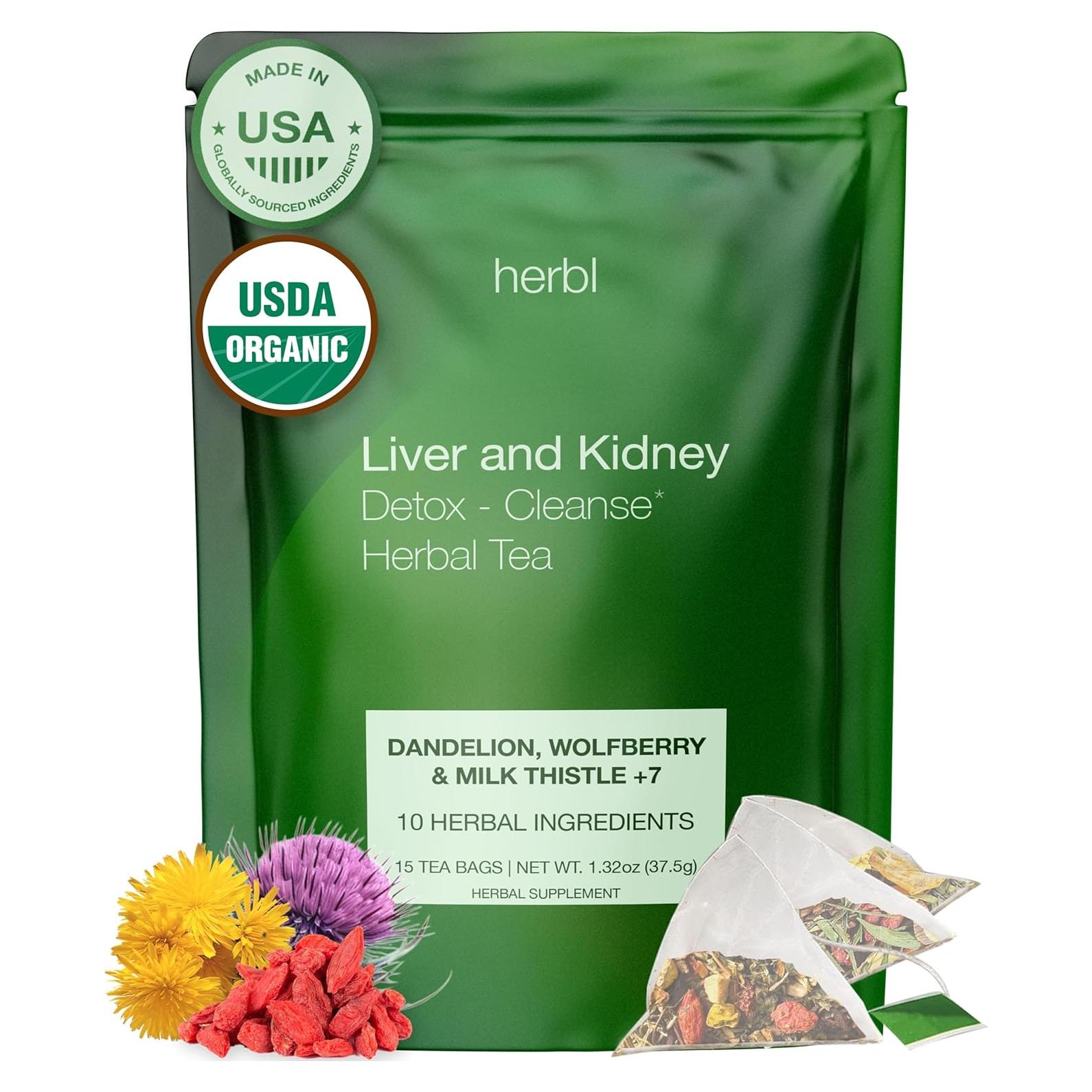 Té Detox Orgánico Herbl de Diente de León y Bayas de Goji 15 Unidades