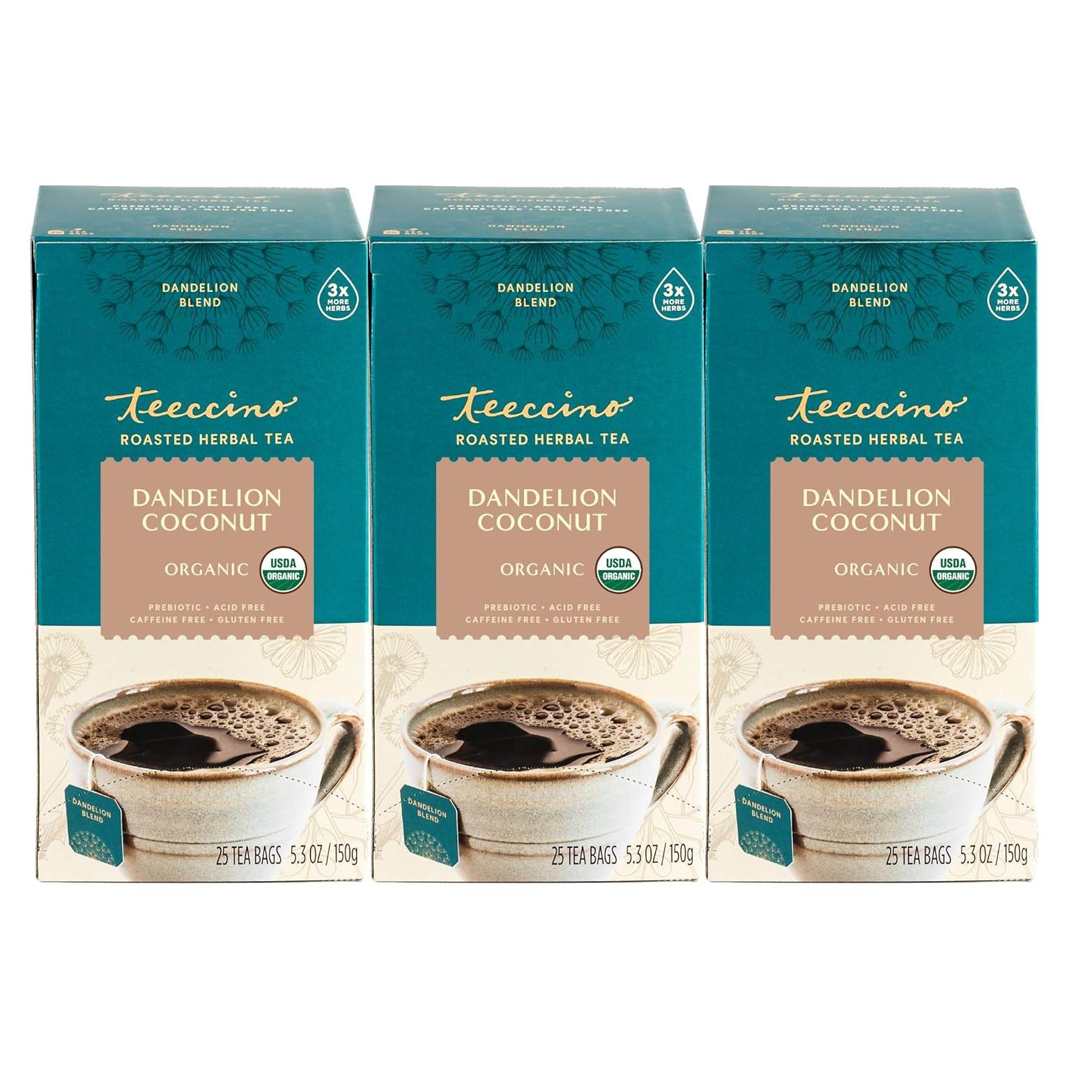 Teeccino Té Herbal Diente de León y Coco - 25 Bolsitas