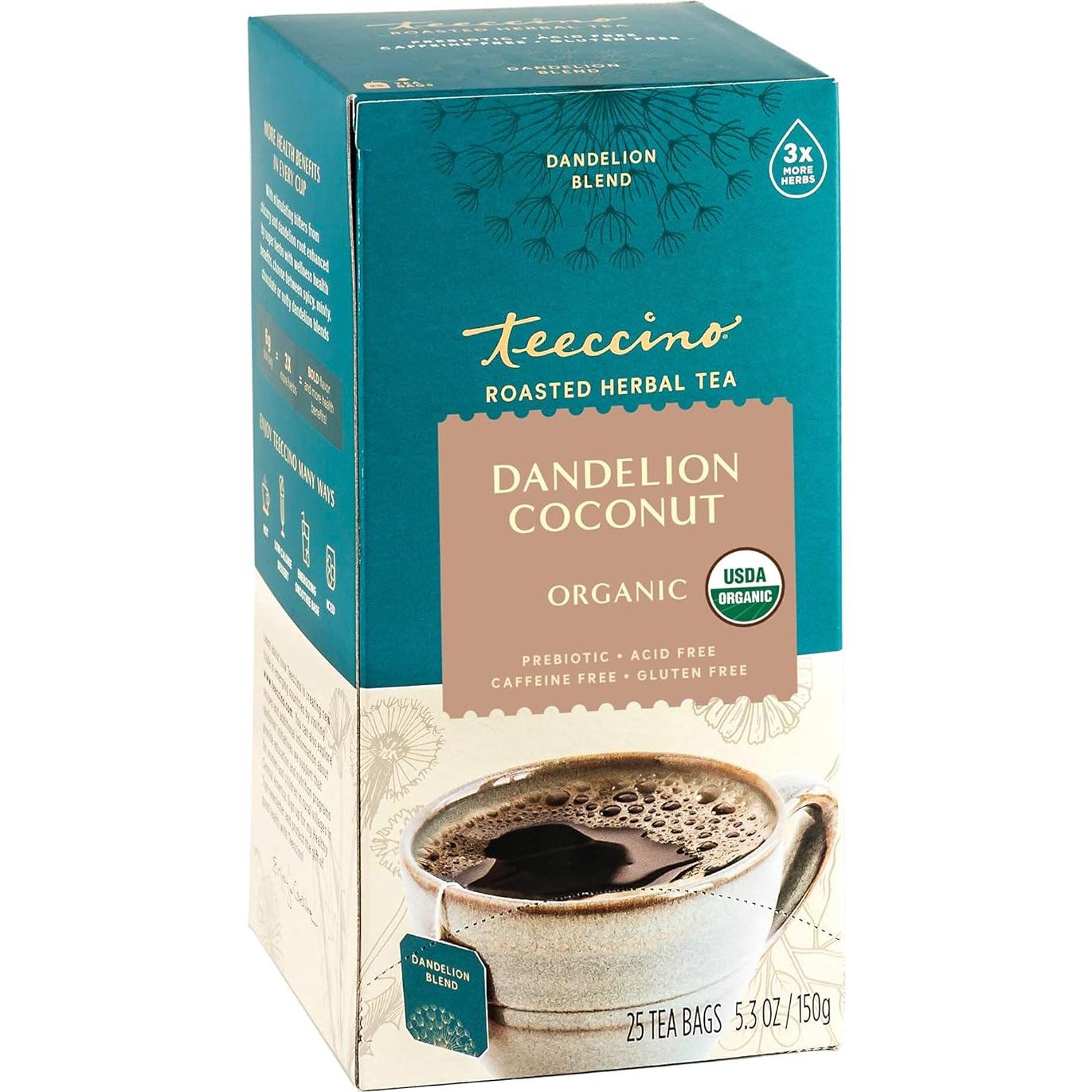 Teeccino Té Herbal Diente de León y Coco - 25 Bolsitas