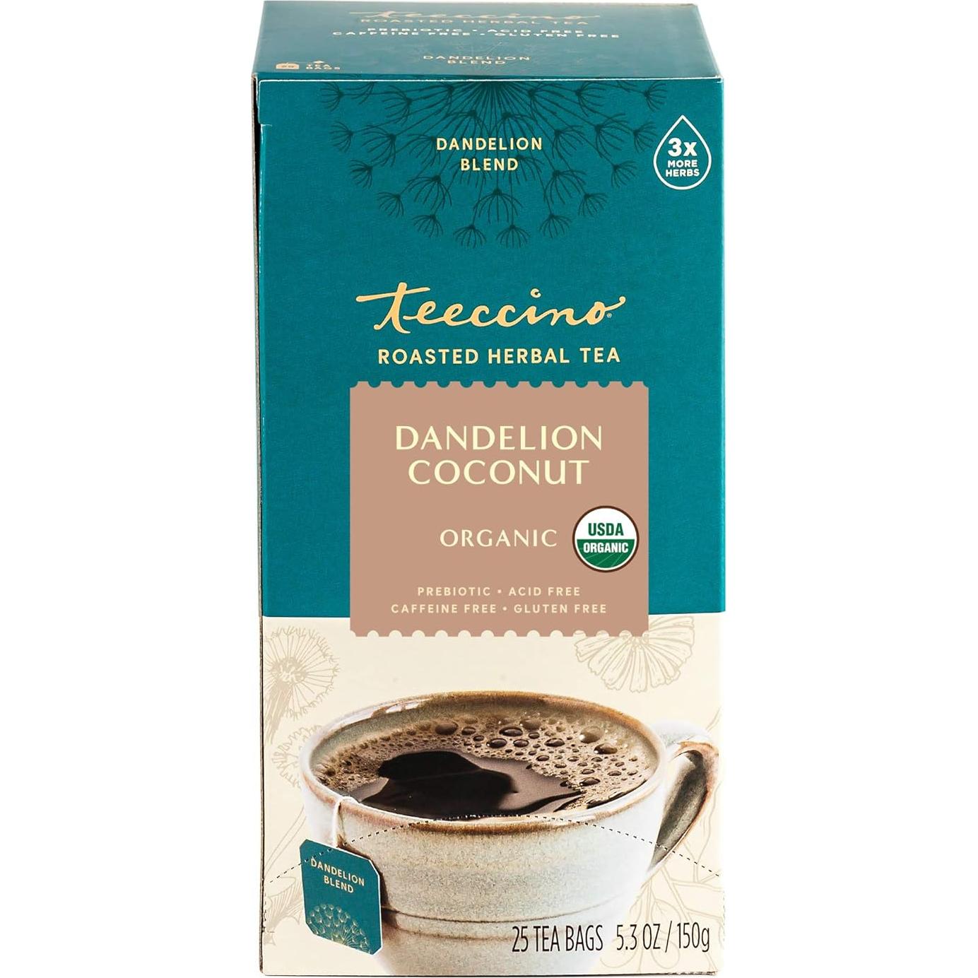 Teeccino Té Herbal Diente de León y Coco - 25 Bolsitas
