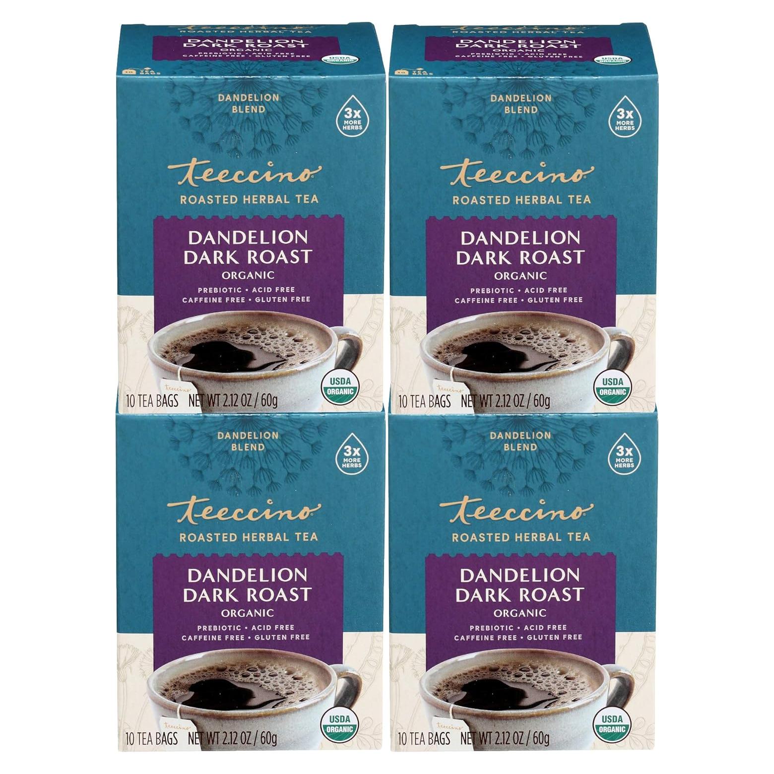 Teeccino Té Herbal Diente de León Tostado Oscuro 40 Bolsitas