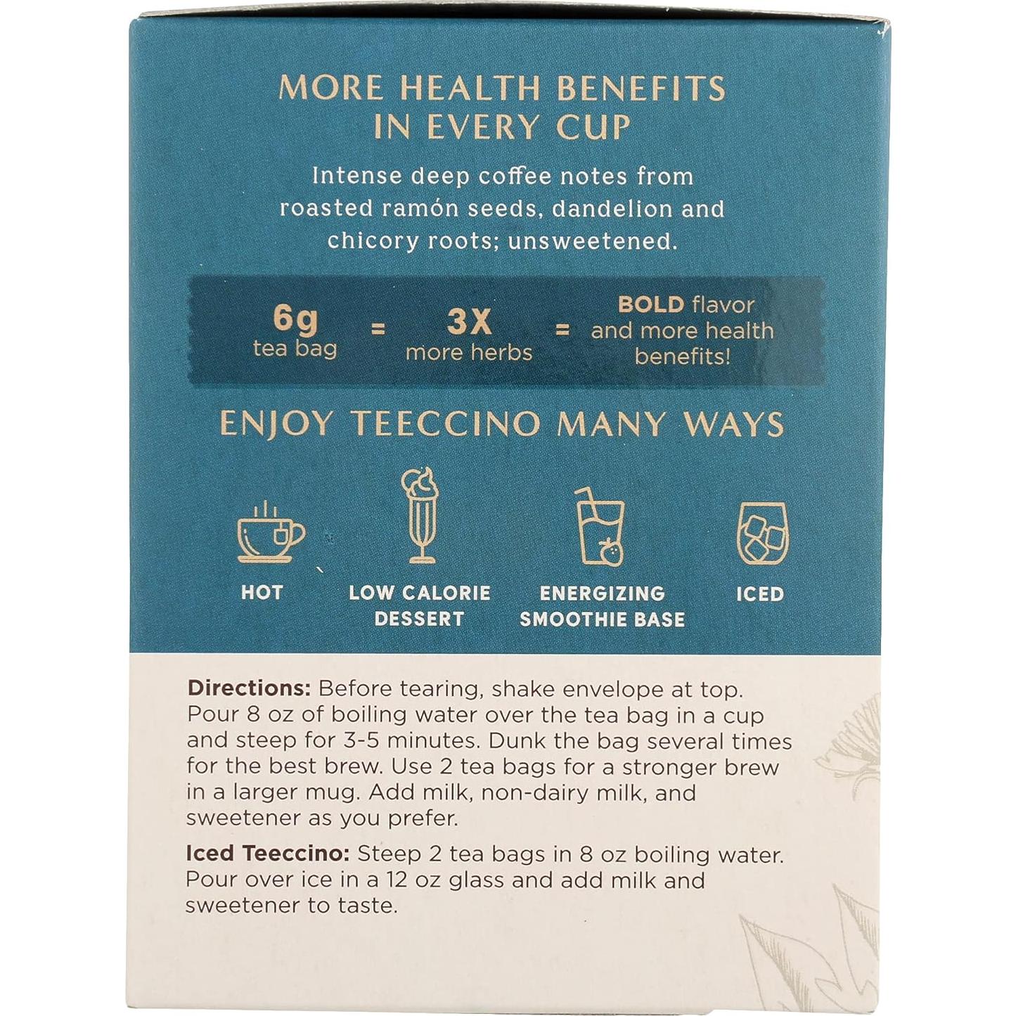 Teeccino Té Herbal Diente de León Tostado Oscuro 40 Bolsitas