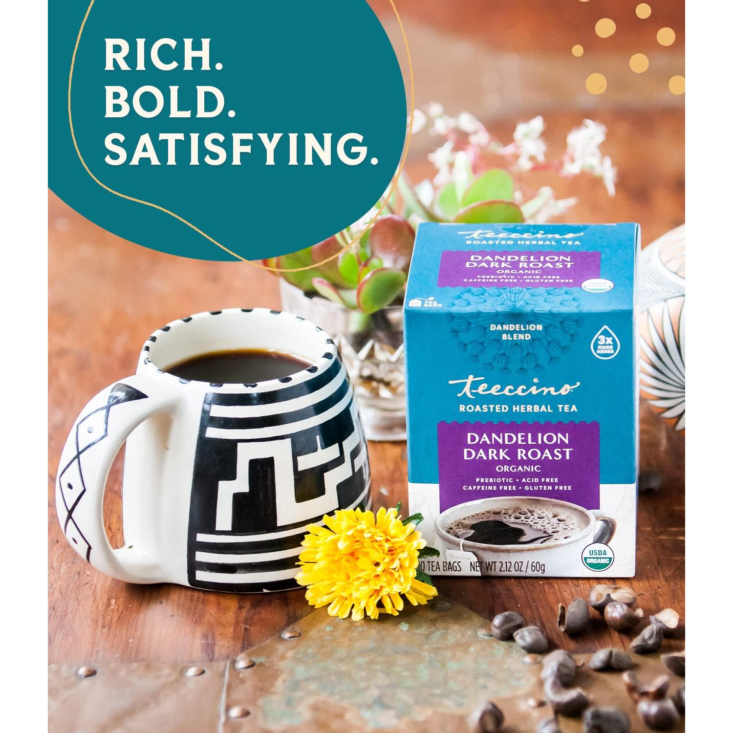 Teeccino Té Herbal Diente de León Tostado Oscuro 40 Bolsitas