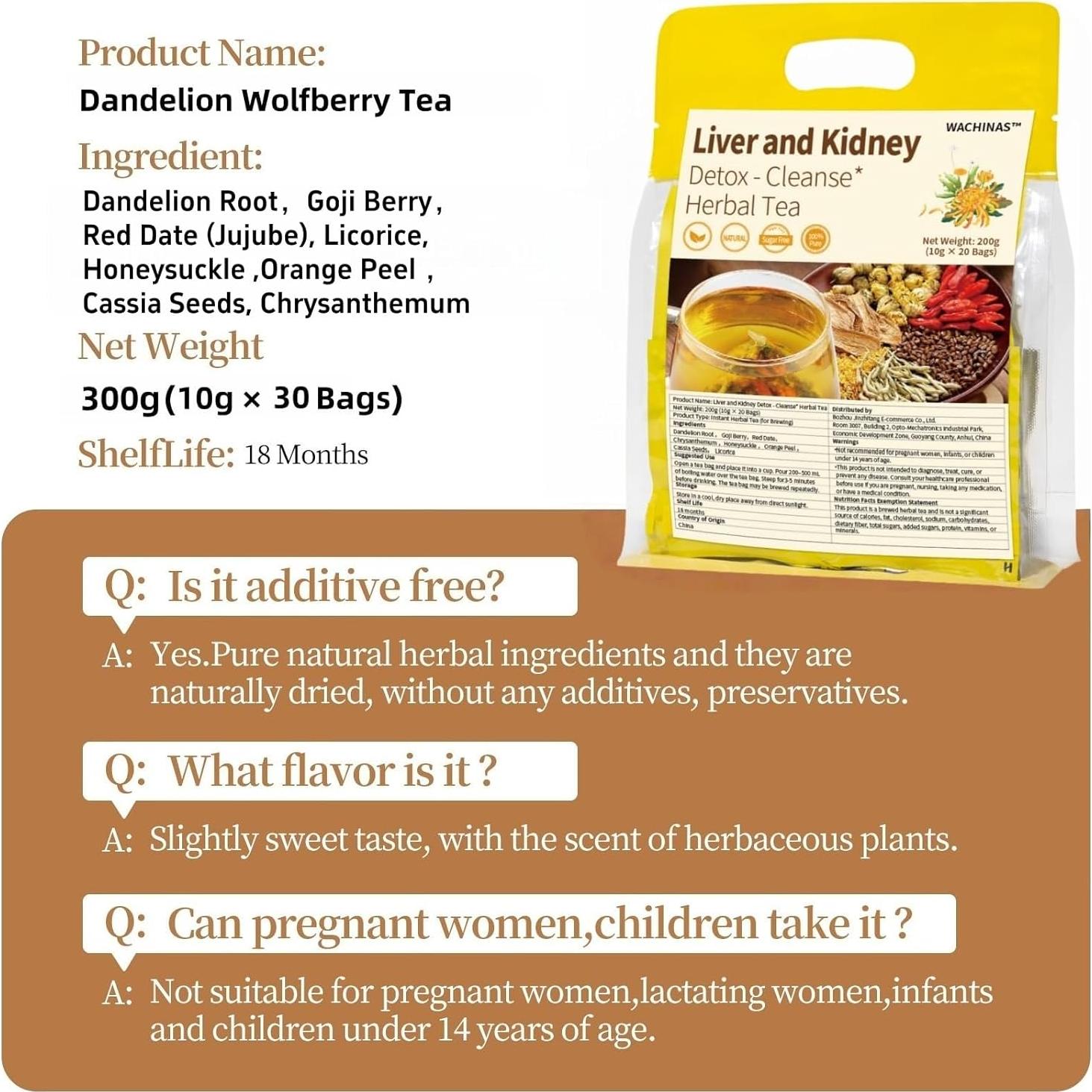 Té Detox Premium WACHINAS 30 Bolsas 300g - Sin Cafeína