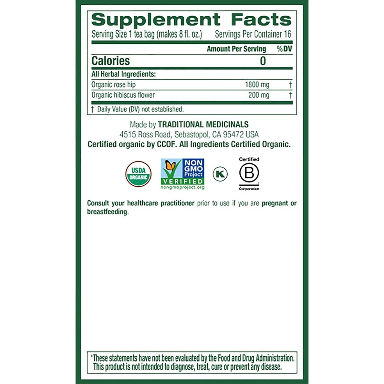 Té de hierbas orgánico Traditional Medicinals 48 bolsas