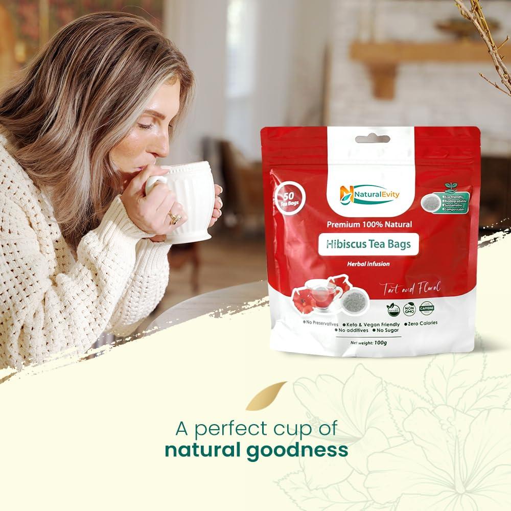 Bolsitas de Té de Hibisco NaturalEvity 50 Unidades - Sin Cafeína
