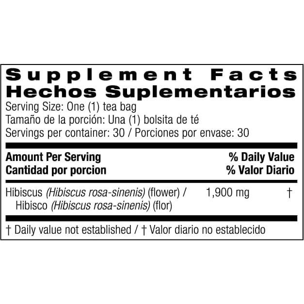 Té de Hibisco 30 Bolsitas Bio Nutrition Sin Cafeína