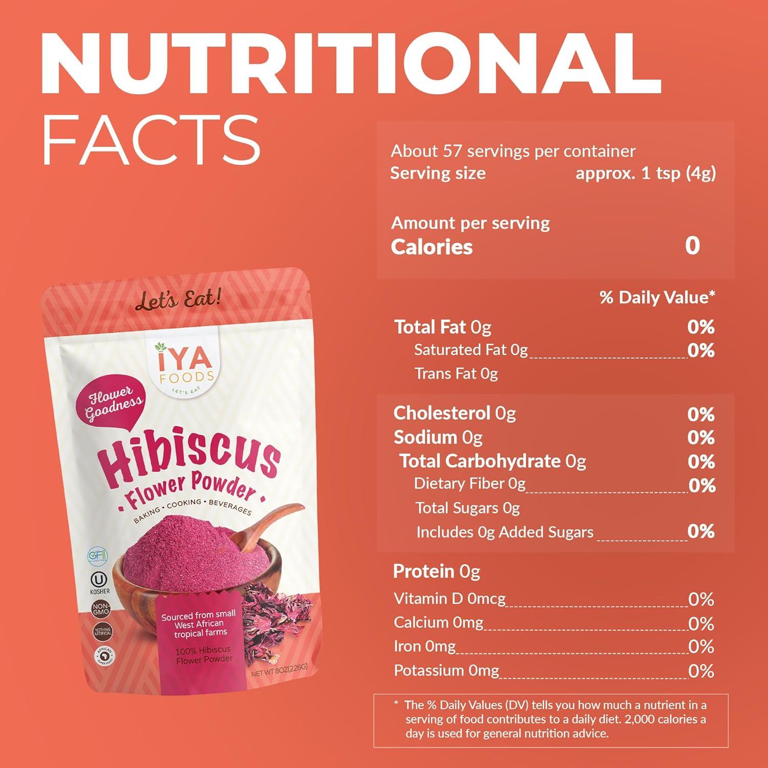 Polvo de Flor de Hibisco Iya Foods 226.8g Sin Gluten Kosher