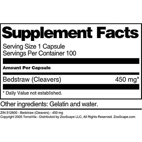 Galium aparine (Cleavers) 450 mg - 100 cápsulas TerraVita