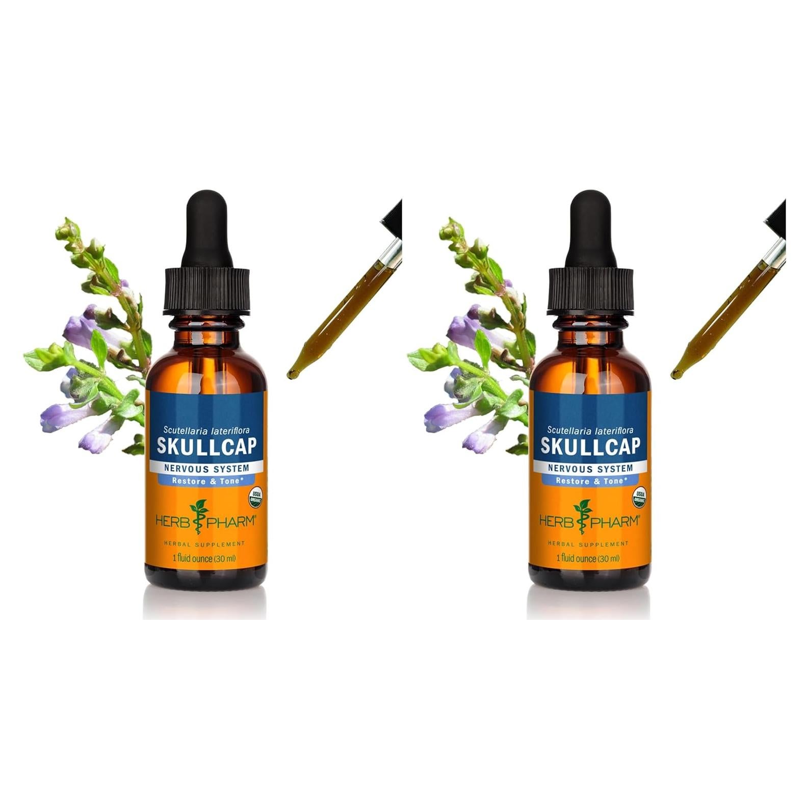 Extracto Líquido de Skullcap Orgánico Herb Pharm 59ml (Paquete de 2)