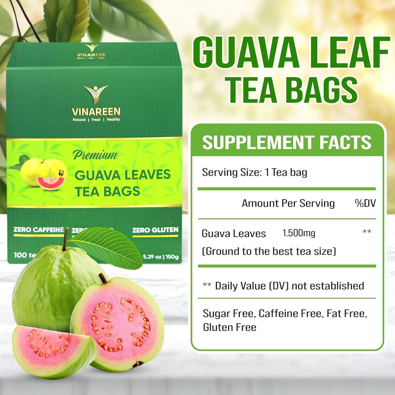 Té de Hojas de Guayaba VINAREEN - 50 Bolsitas - Natural y Vegano