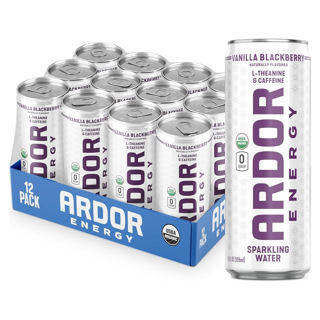 Agua Espumosa Ardor Energy Vainilla Mora 12 latas 355ml