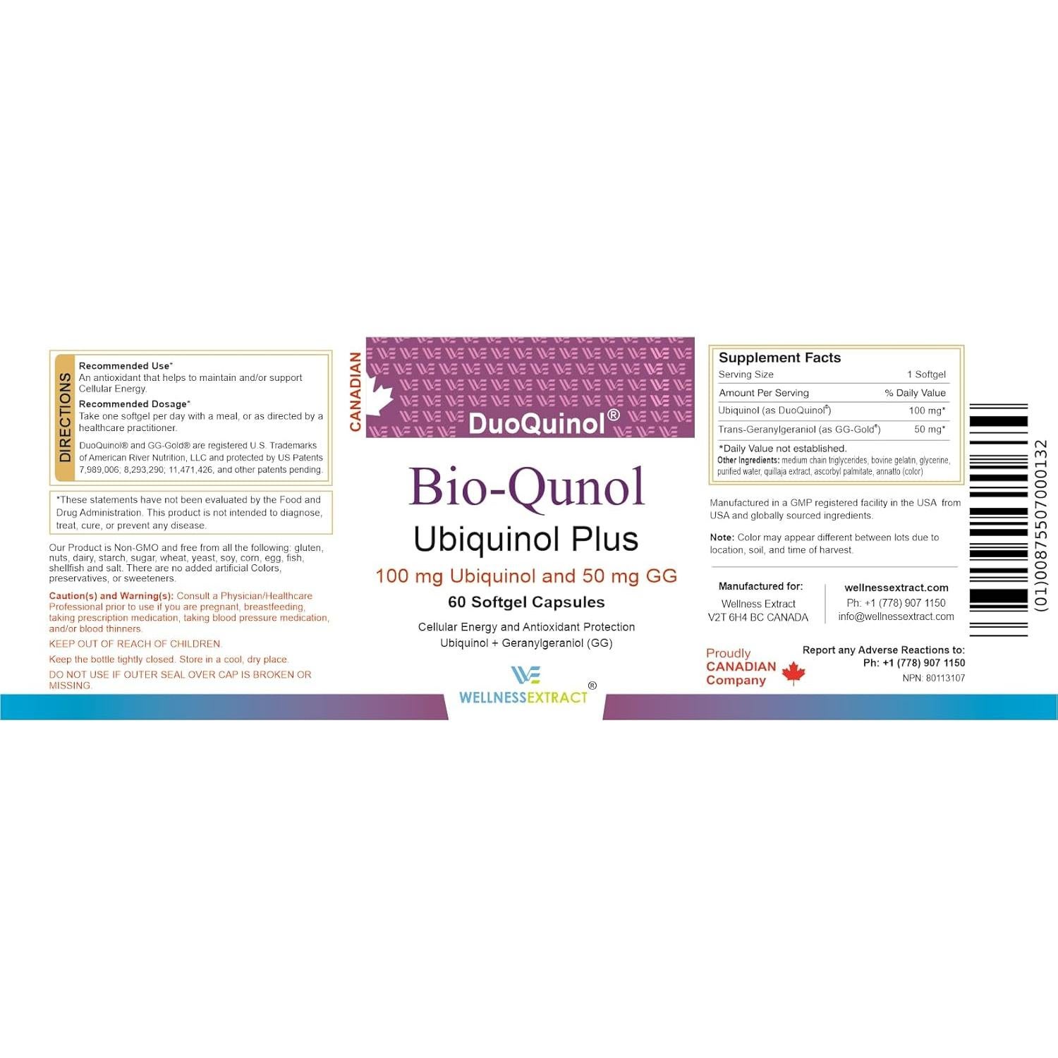 Suplemento Ubiquinol BioQuinol 150mg 60 Softgels Antioxidante