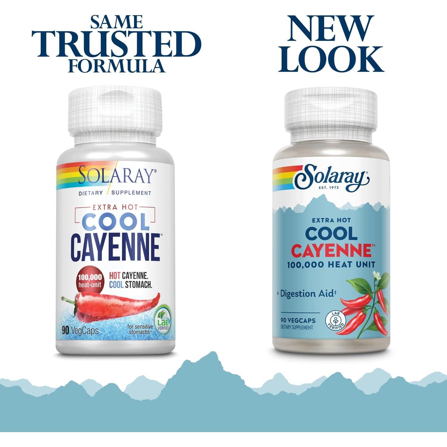 Cápsulas de Cayena Solaray 100,000 HU - 45 VegCaps