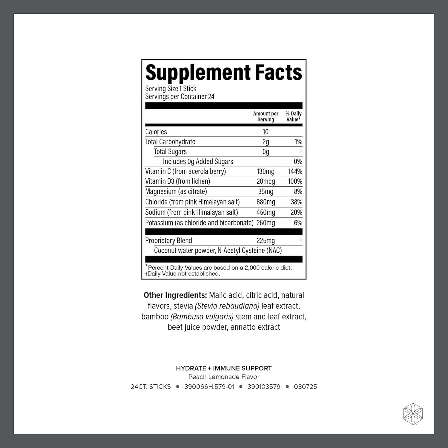 Isagenix Hidratación Electrolitos 1625 mg Limonada Durazno 24 Porciones