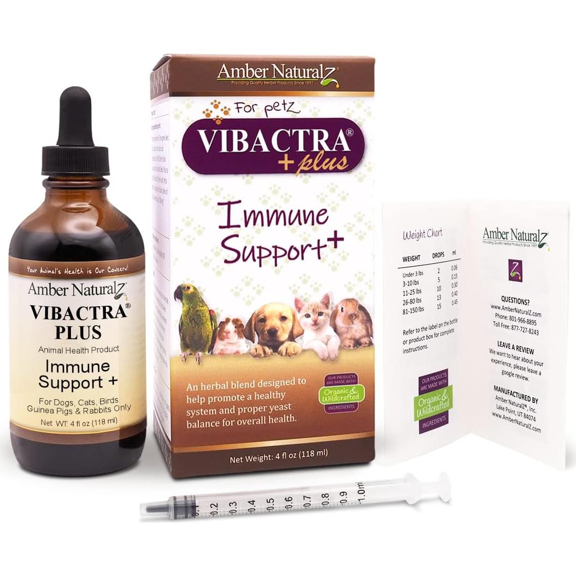 Suplemento Herbal Vibactra Plus Amber NaturalZ 118ml para Mascotas