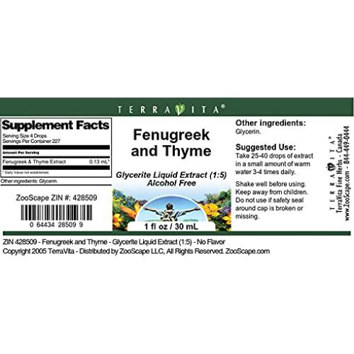 Extracto Líquido de Fenogreco y Tomillo TerraVita 29.57 ml