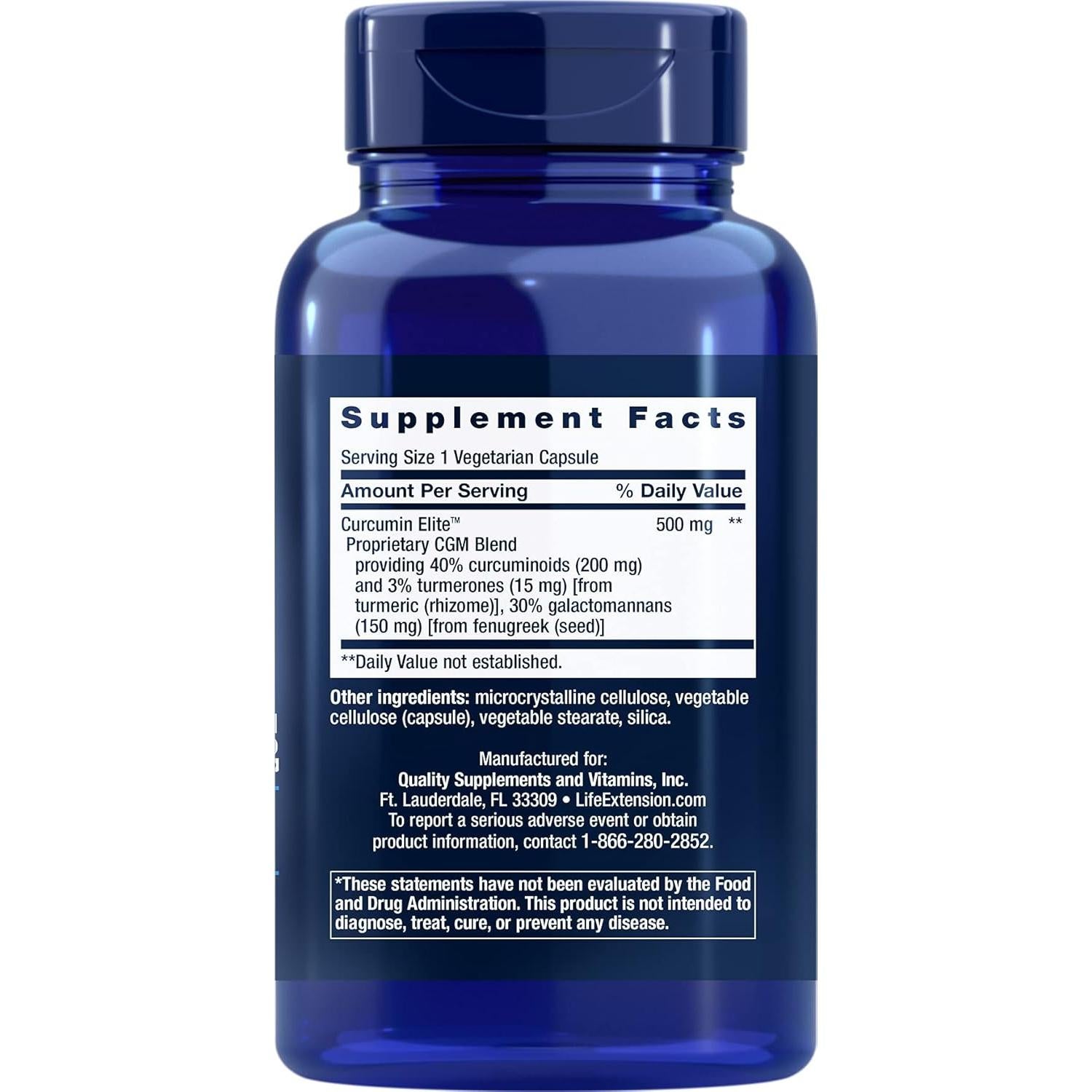 Extracto de Cúrcuma Curcumin Elite Life Extension 180 Cápsulas