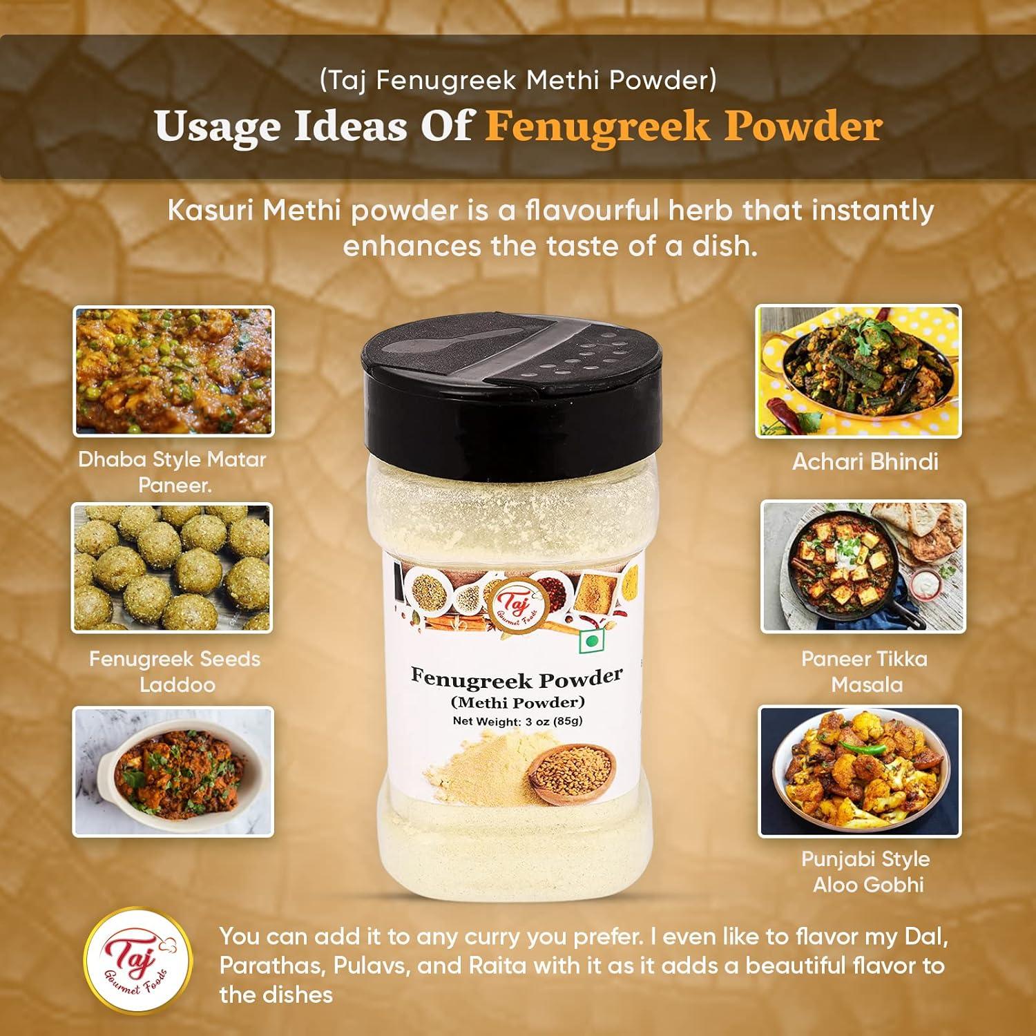 Polvo de Fenogreco Orgánico TAJ Gourmet 396 Gramos