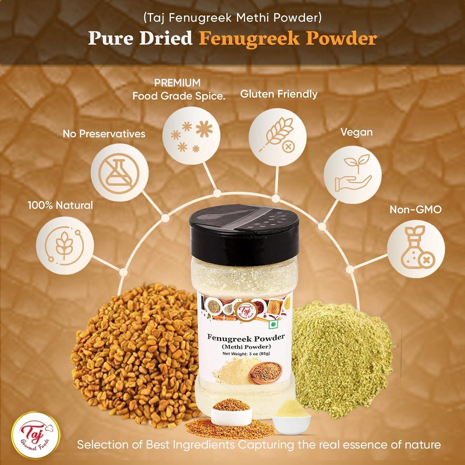 Polvo de Fenogreco Orgánico TAJ Gourmet 396 Gramos