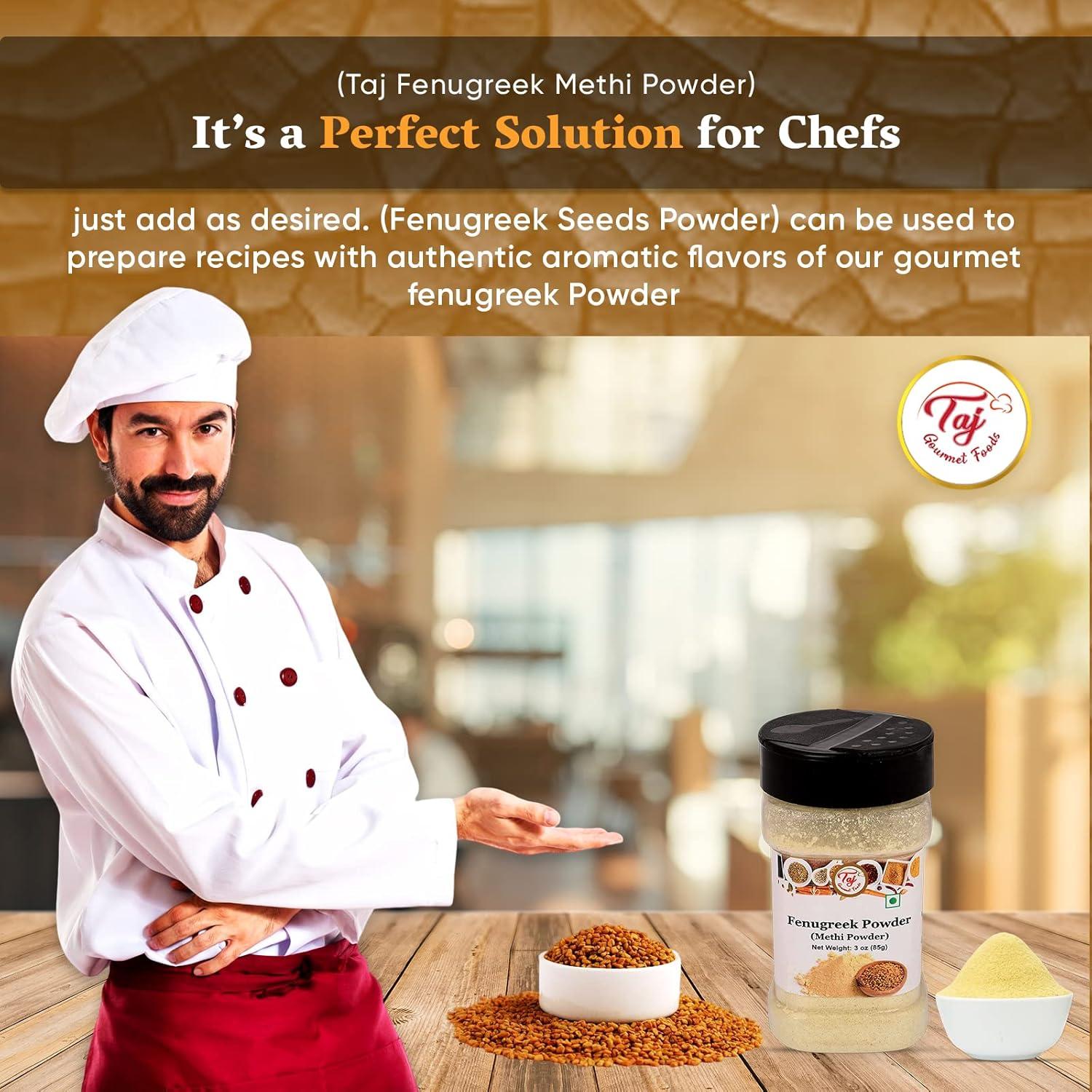 Polvo de Fenogreco Orgánico TAJ Gourmet 396 Gramos