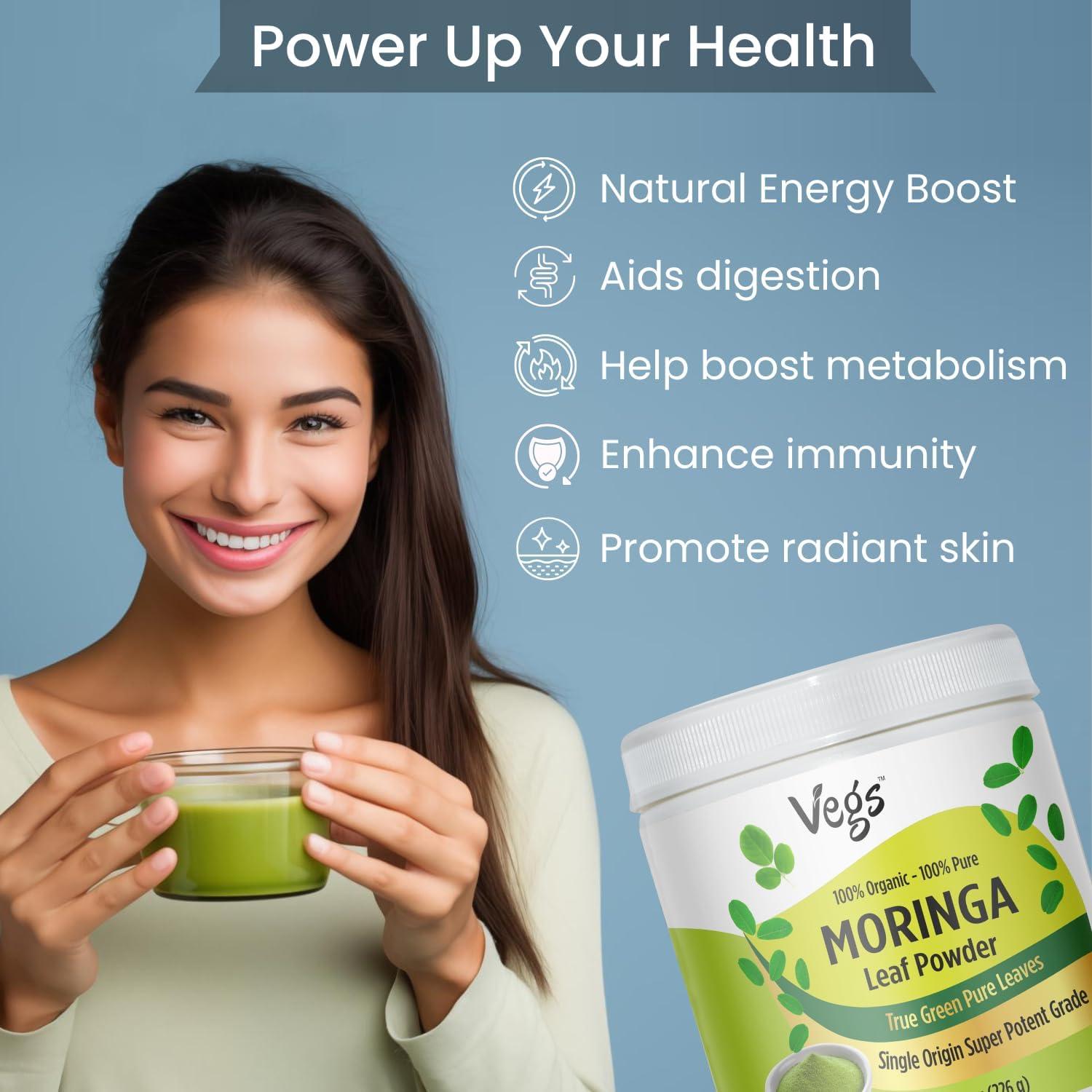 Polvo de Moringa Orgánica Vegs Wellness 226.8 g - Antioxidantes