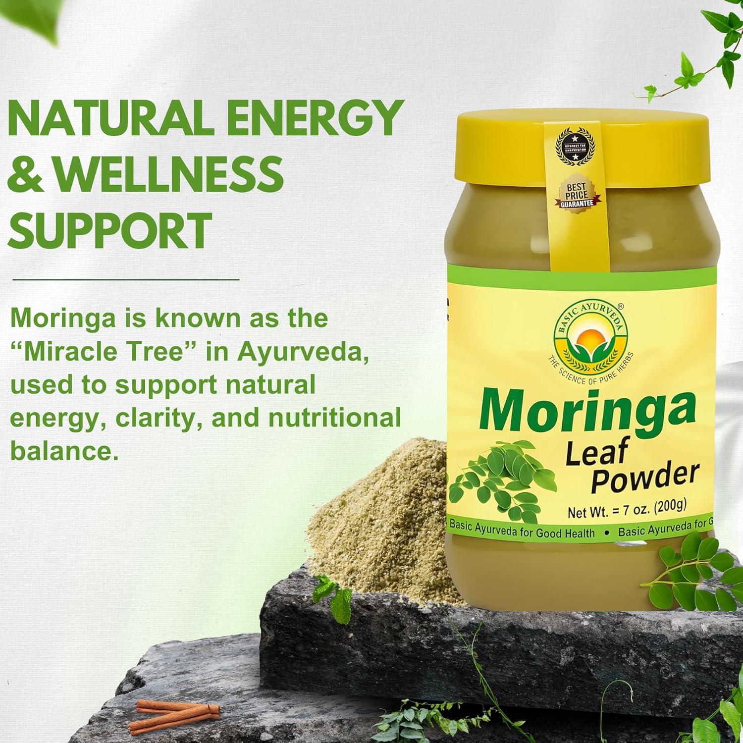 Polvo de Moringa Basic Ayurveda 200g - Superfood Antioxidante