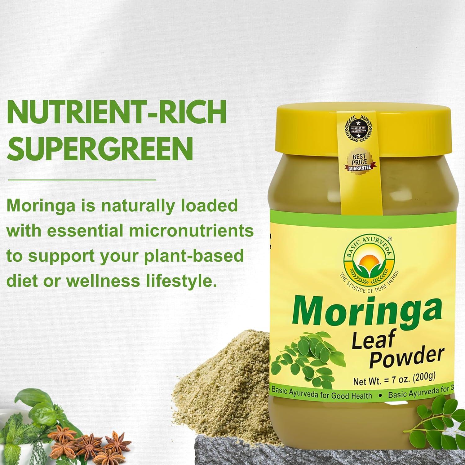 Polvo de Moringa Basic Ayurveda 200g - Superfood Antioxidante