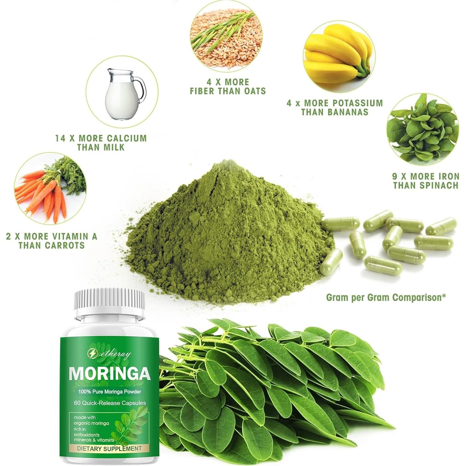 Cápsulas de Moringa ETHERAY 800mg - 60 Cápsulas Antioxidantes