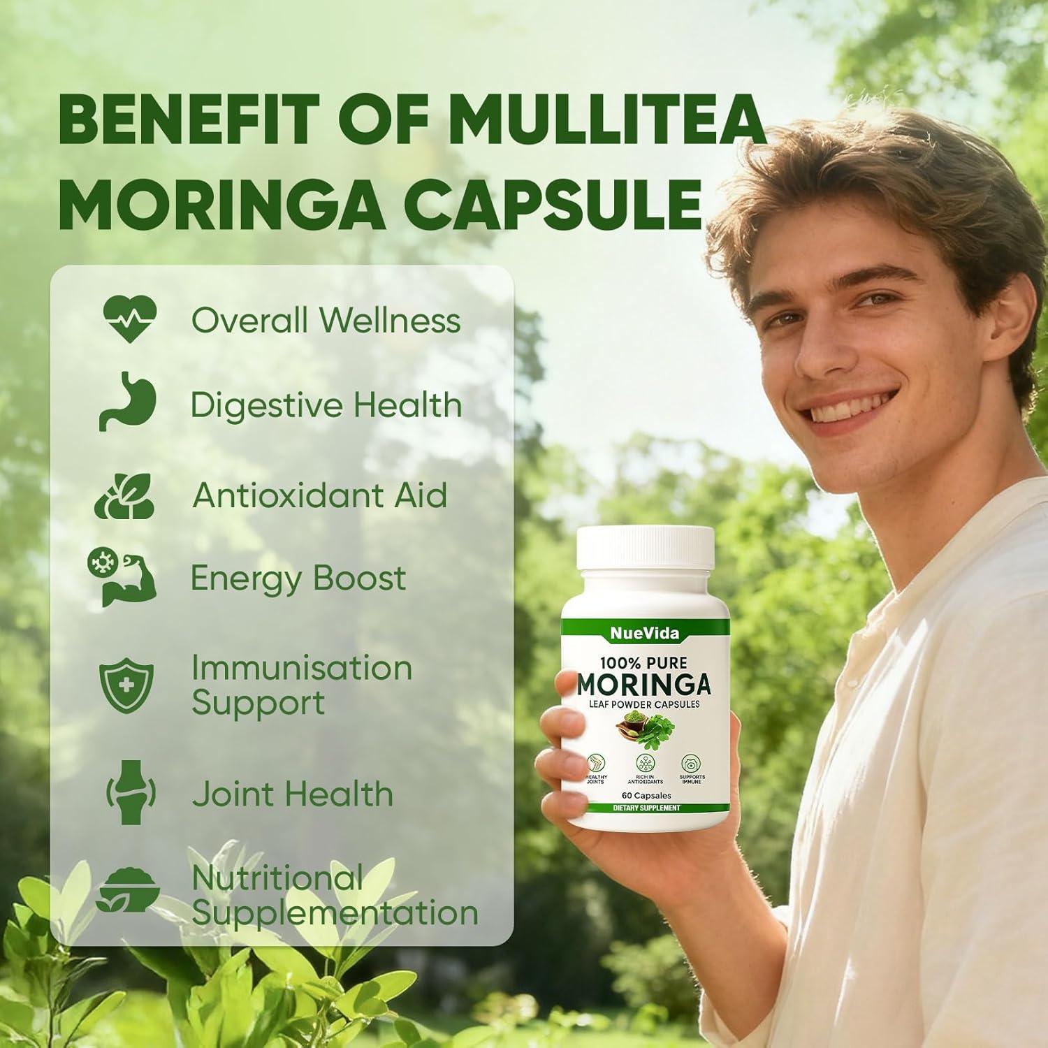 Cápsulas de Moringa Nuevida 100% Pura - 60 Unidades Veganas