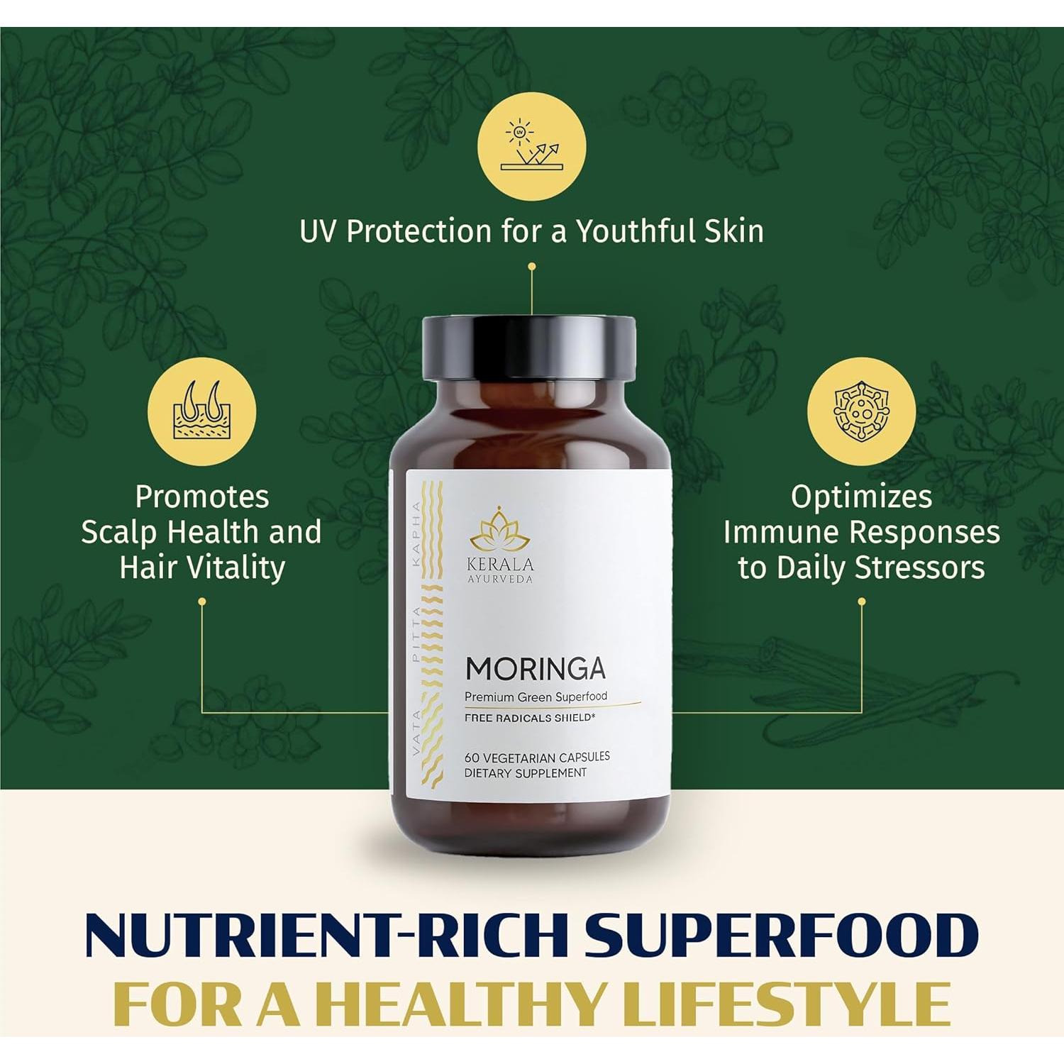 Cápsulas de Moringa Kerala Ayurveda 450 mg - 60 Unidades