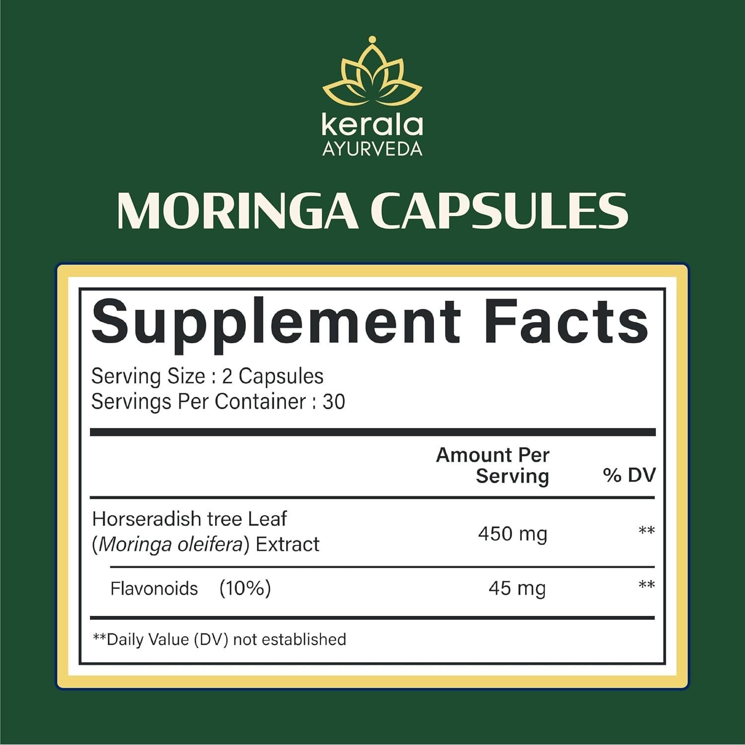 Cápsulas de Moringa Kerala Ayurveda 450 mg - 60 Unidades