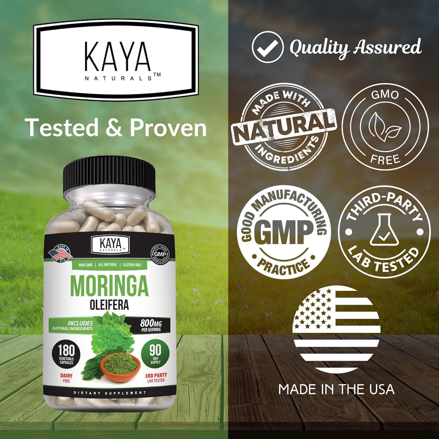 Suplemento de Moringa Kaya Naturals - Energía Natural 180 Cápsulas