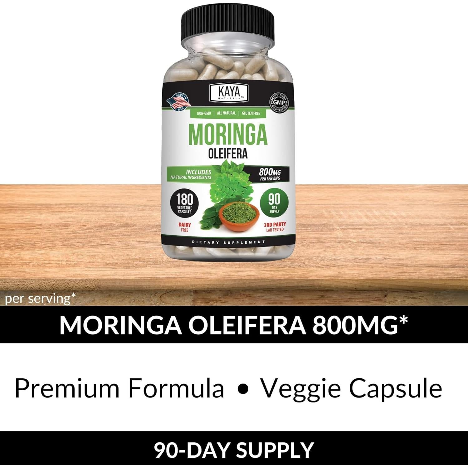 Suplemento de Moringa Kaya Naturals - Energía Natural 180 Cápsulas