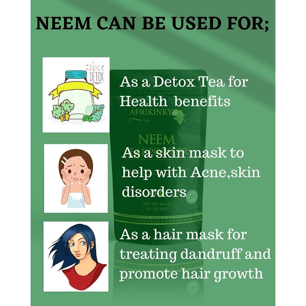 Polvo de Neem Afrikinky 250g - Natural para Piel y Cabello
