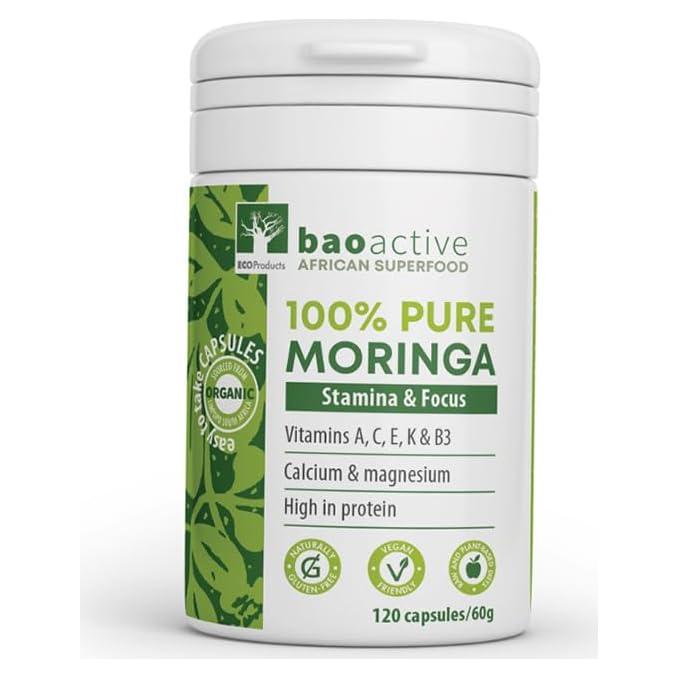 Suplemento de Moringa Orgánica Baoactive 120 Cápsulas