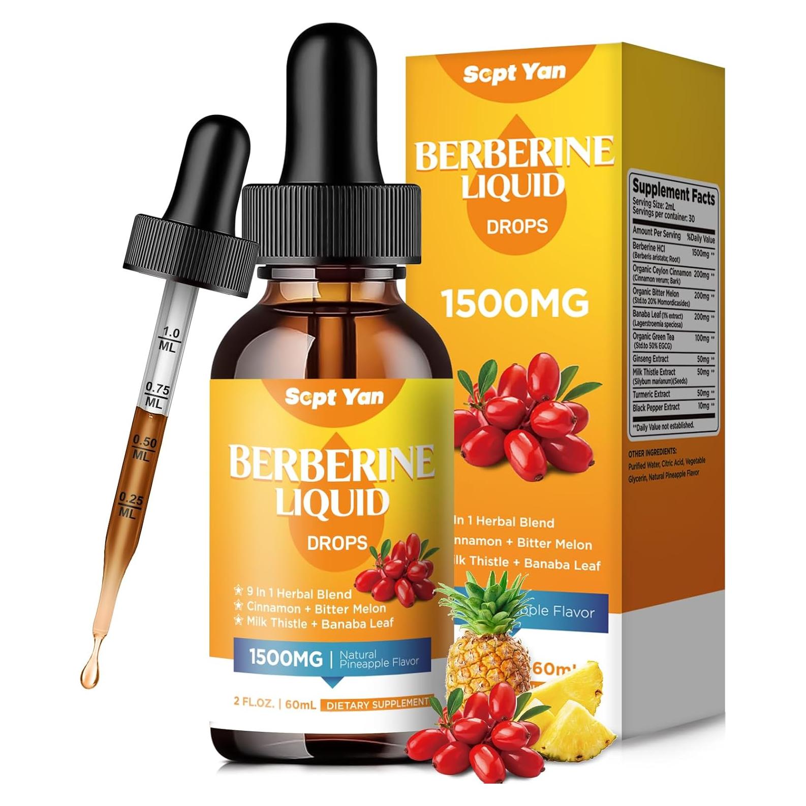 Suplemento Líquido de Berberina 1500mg - Sept Yan, 59ml