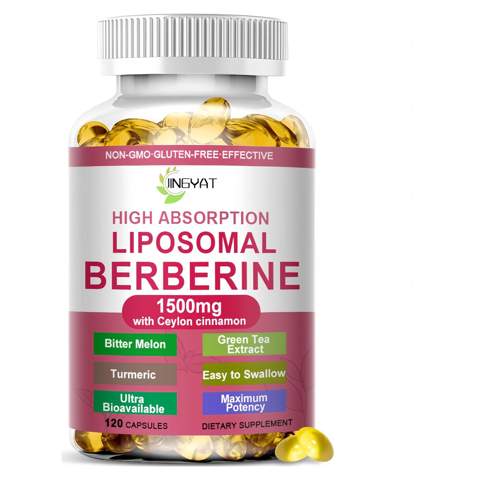Suplemento de Berberina JINGYAT 1500mg con Canela y Cúrcuma