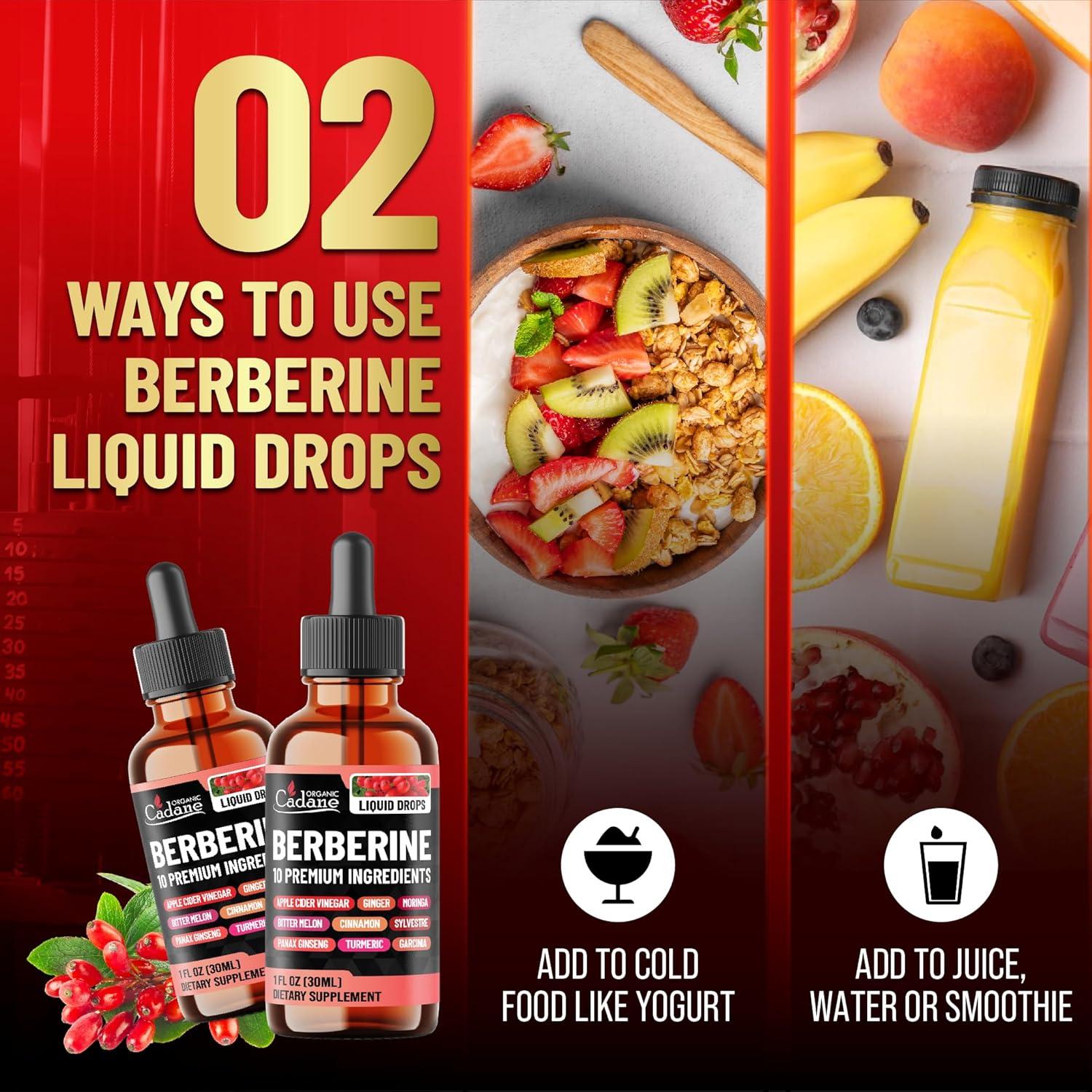 Gotas Líquidas de Berberina Organic Cadane 29.57 ml - Salud del Corazón