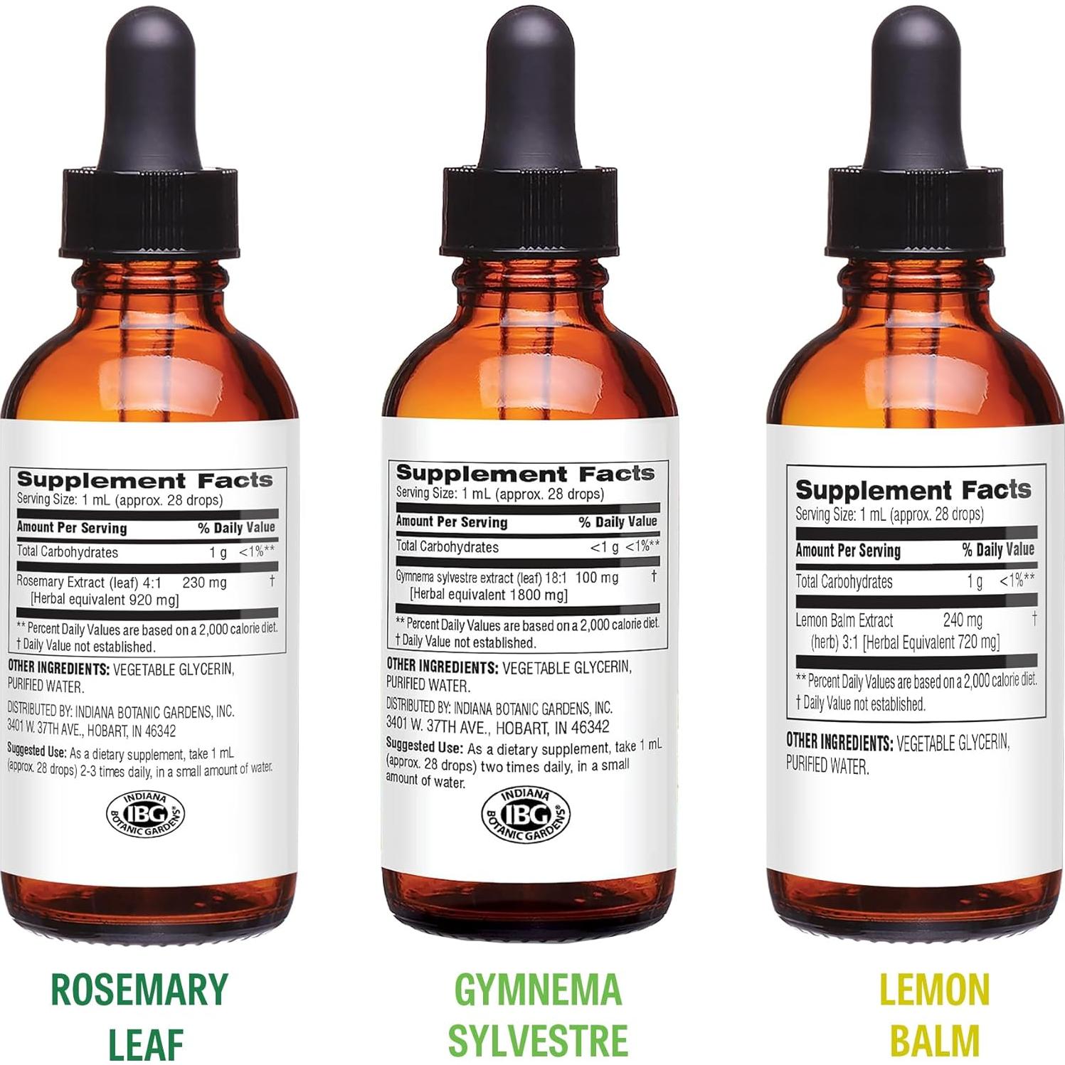 Kit de Extractos Botánicos Melisa, Romero y Gymnema 30ml