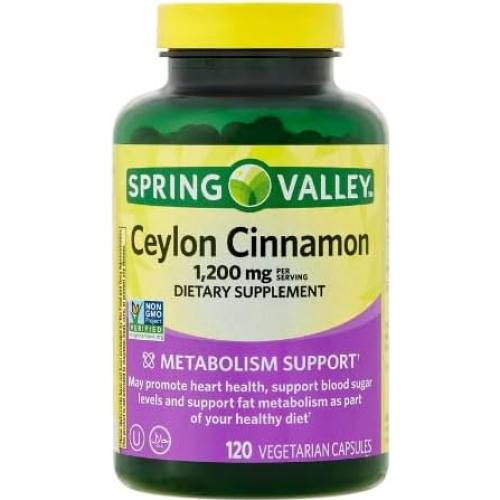 Suplemento Metabolismo Canela de Ceilán Spring Valley 120 Cápsulas