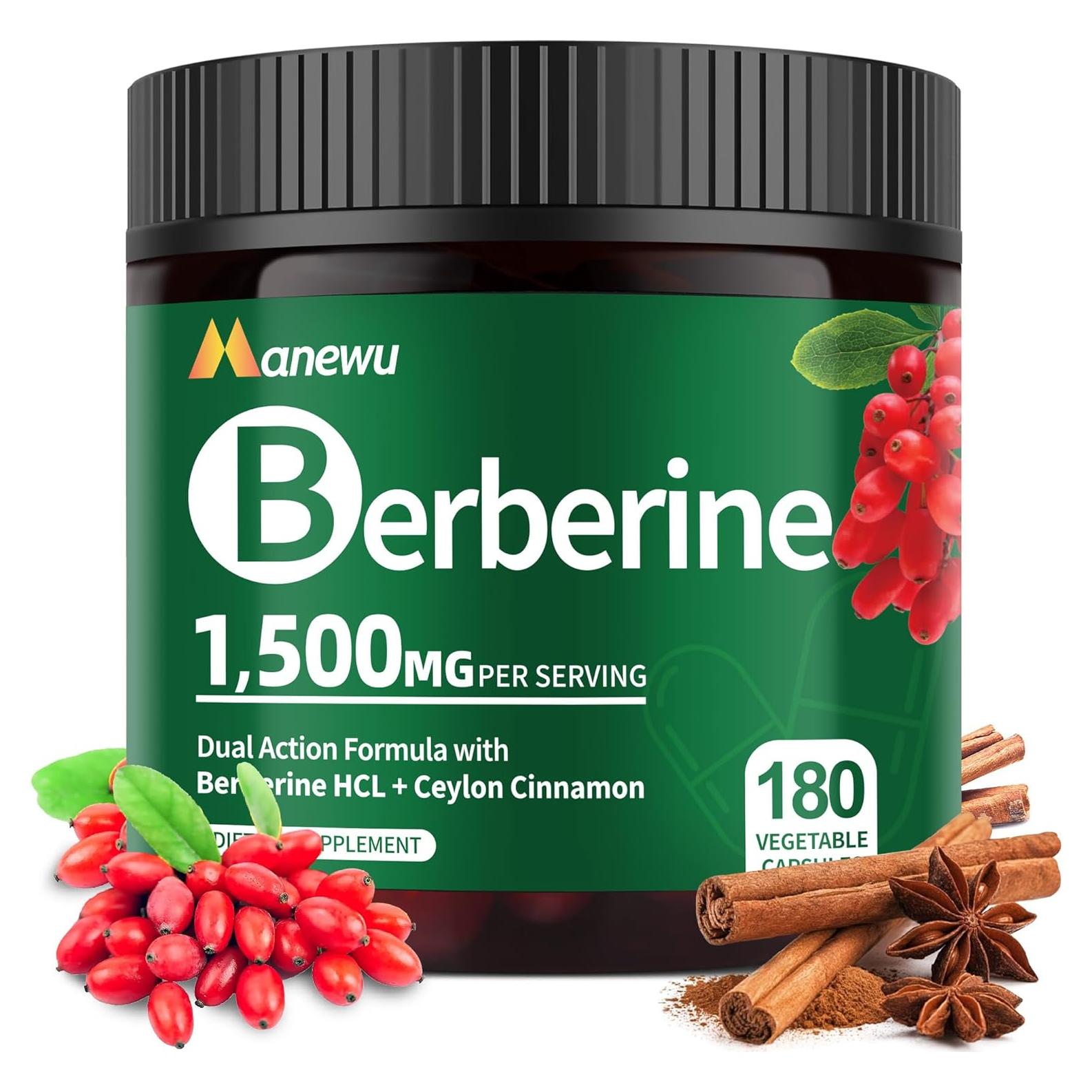 Suplemento de Berberina Orgánica Manewu 1500mg con Canela