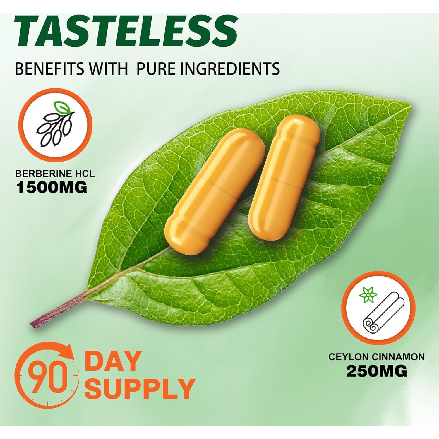 Suplemento de Berberina Orgánica Manewu 1500mg con Canela