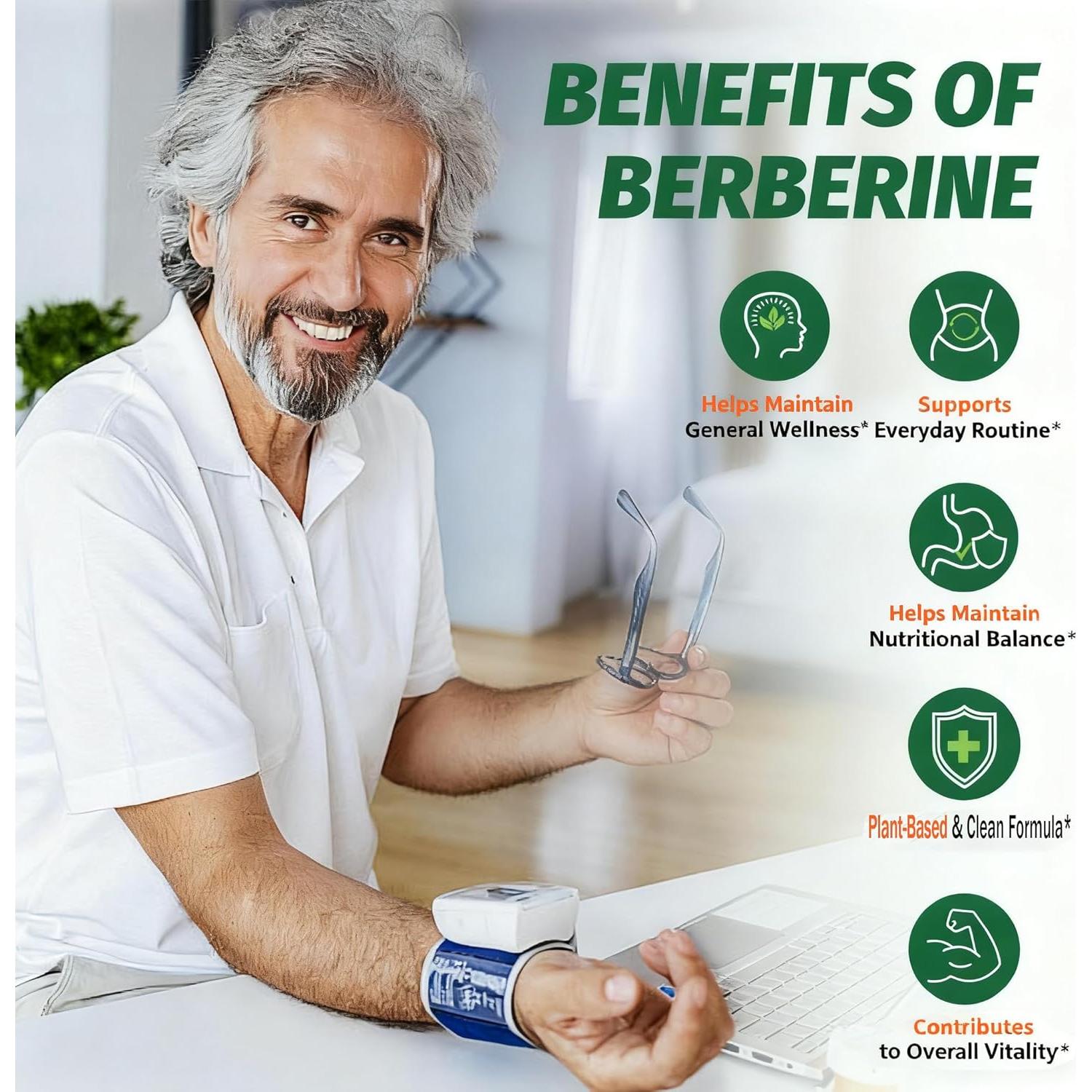 Suplemento de Berberina Orgánica Manewu 1500mg con Canela