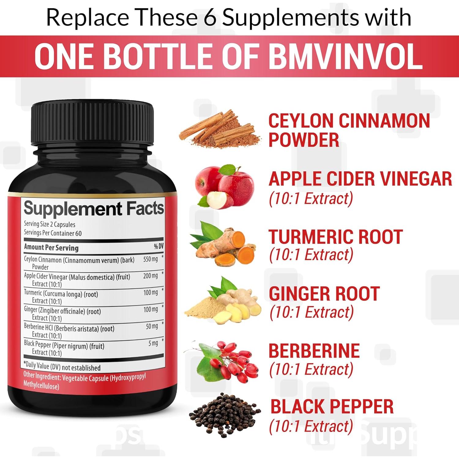 Cápsulas de Canela de Ceilán BMVINVOL - 120 Unidades - Antioxidante