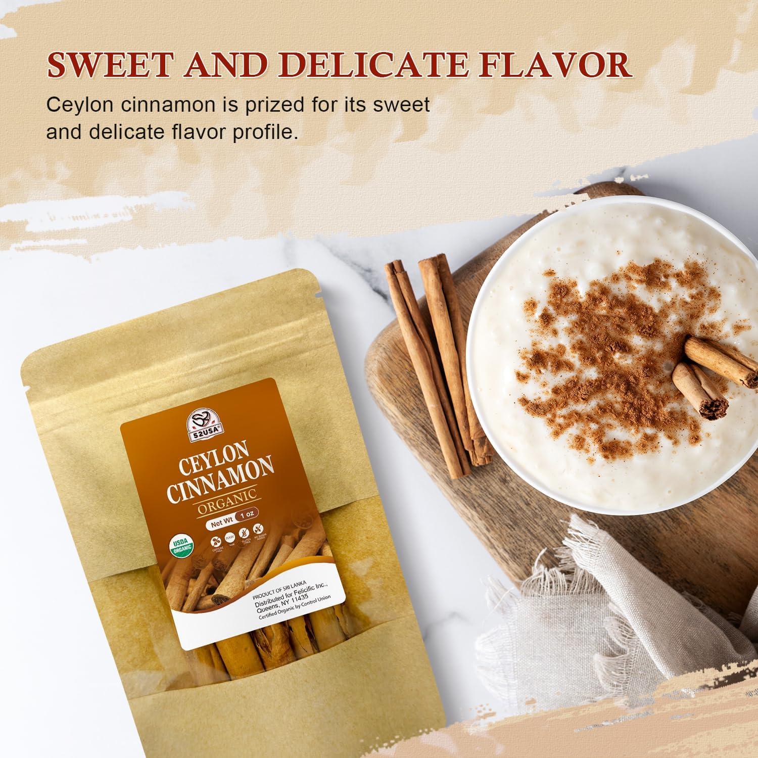 Canela de Ceilán Orgánica 52USA en Palitos 56.7g Vegana